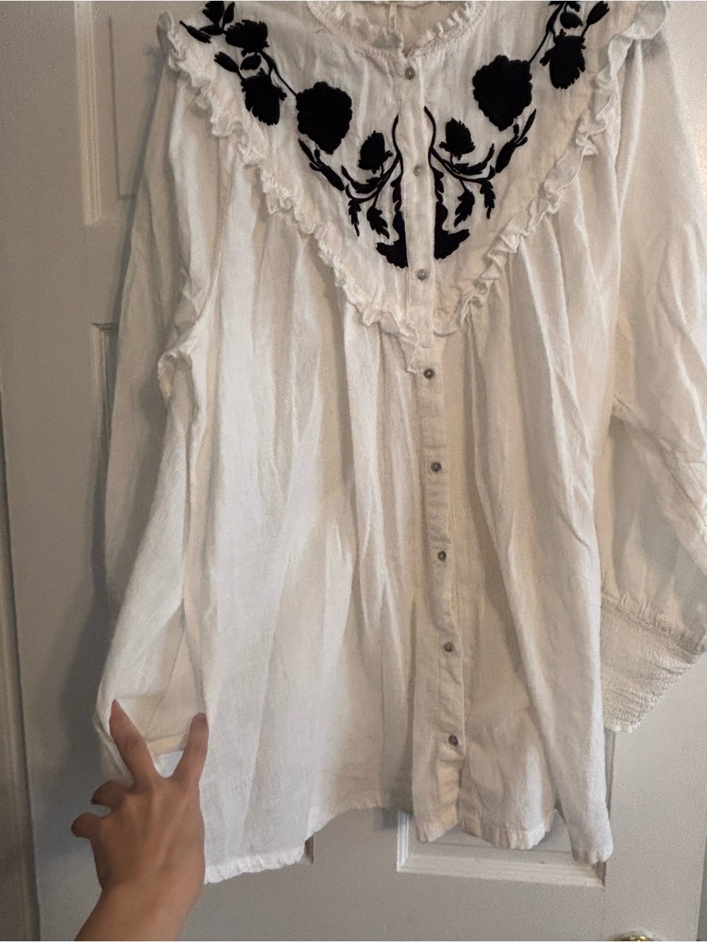 Free People Rose Vines Embroidered Blouse - Picture 3 of 8